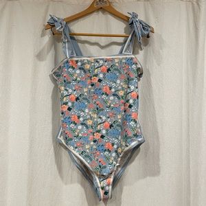 Floral reversible tie strap bikini
